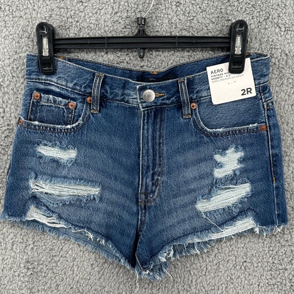 AERO‎ Vintage High Cut-Off 2.5” Blue Jean Shorts Women’s Sz 2R New!